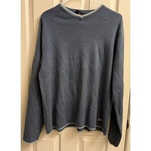 VTG Y2K Quiksilver Sweater Mens Surf Skate Ribbed Tipped High V-Neck‎ Large